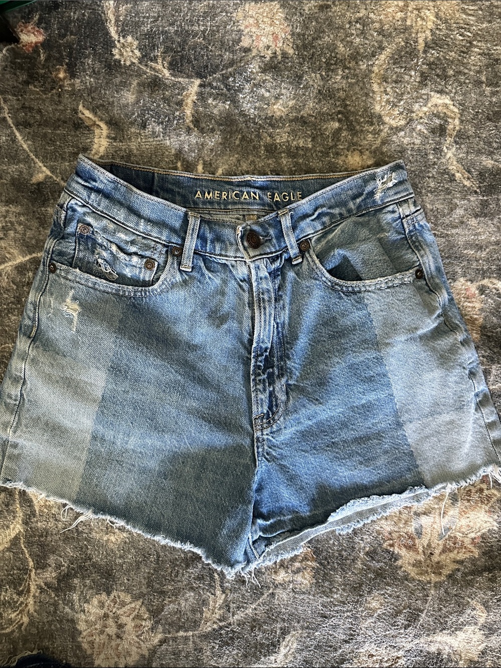 American Eagle Outfitters Two-Tone Light Wash Denim Cutoff Shorts